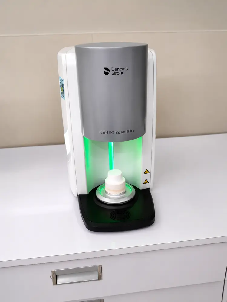 CEREC SpeedFire ceramic sintering and glazing furnace for rapid dental restorations at My Dentist Kakadeo Kanpur