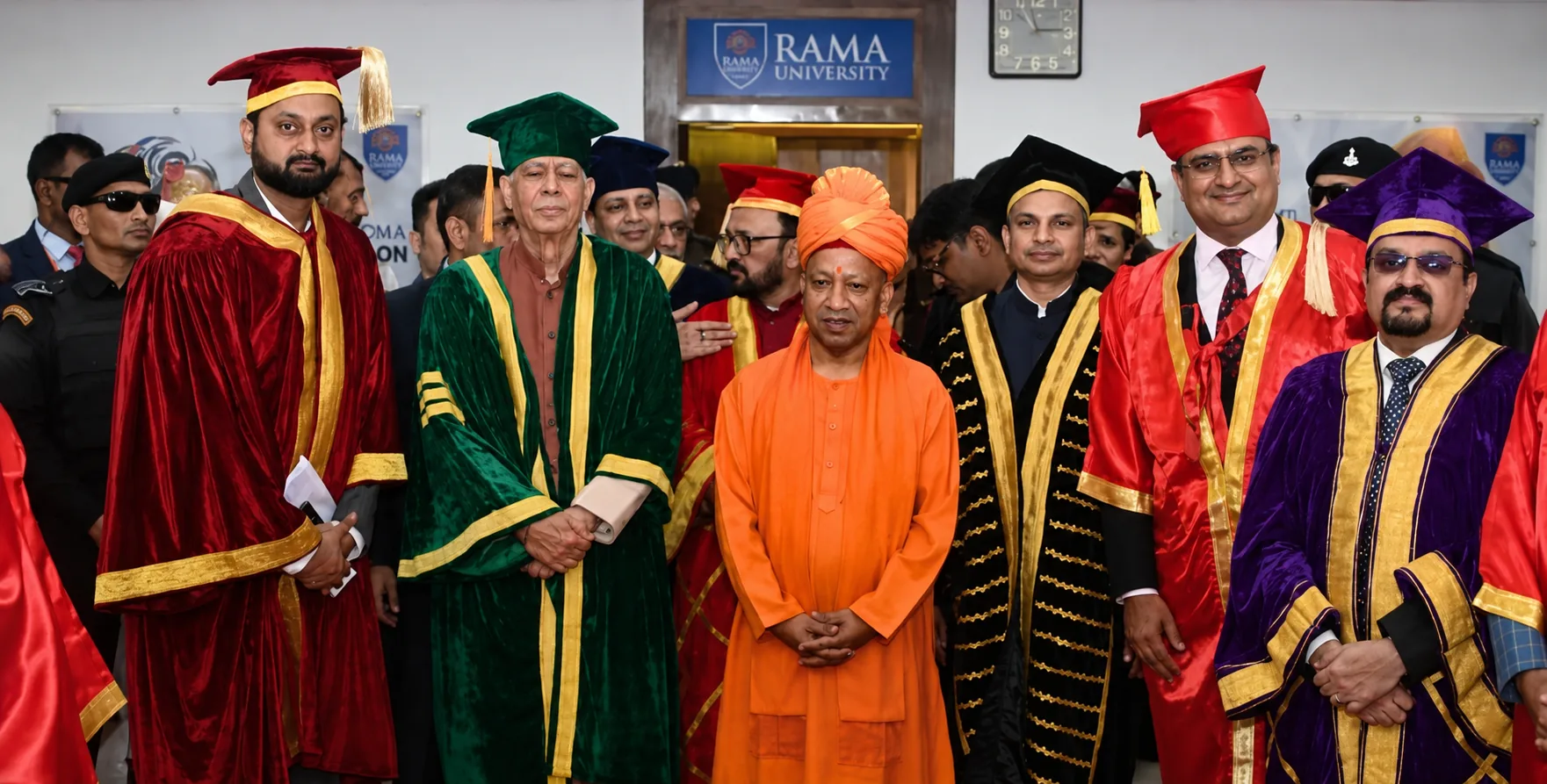 Dr. Asheesh K. Sawhny with Uttar Pradesh Chief Minister Yogi Adityanath at Rama University convocation ceremony, Kanpur
