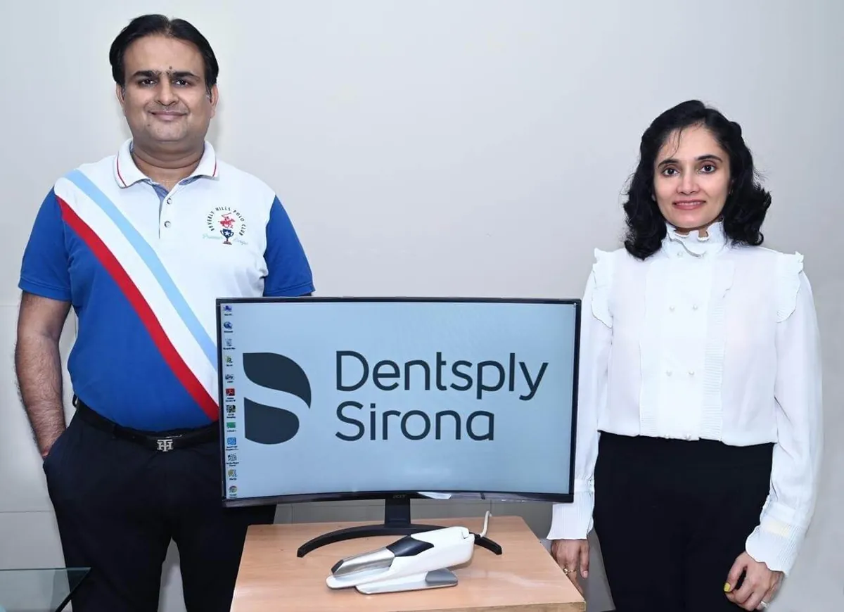 Dr. Asheesh Sawhny and Dr. Karuna Singh Sawhny with Dentsply Sirona CEREC system at My Dentist Kanpur