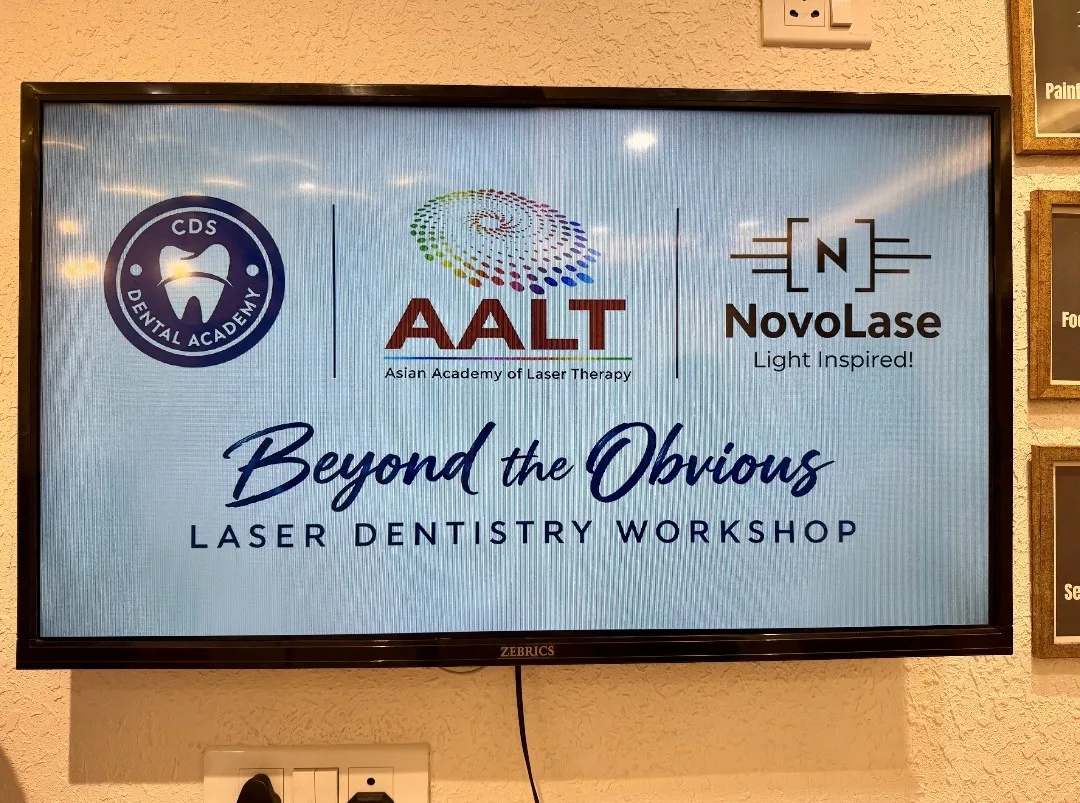 Screen showing the Beyond the Obvious Laser Dentistry Workshop by CDS Dental Academy, AALT and NovoLase